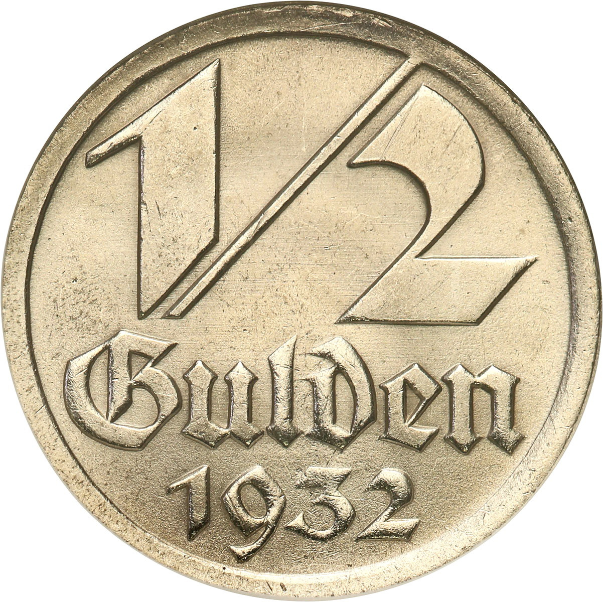 Wolne Miasto Gdańsk/Danzig. 1/2 Guldena 1932 NGC MS65 - WYŚMIENITY